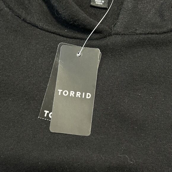 New Torrid Sweatshirt Dress Womens Med Large Fleece Hoodie Black Hooded Pullover - Picture 5 of 13